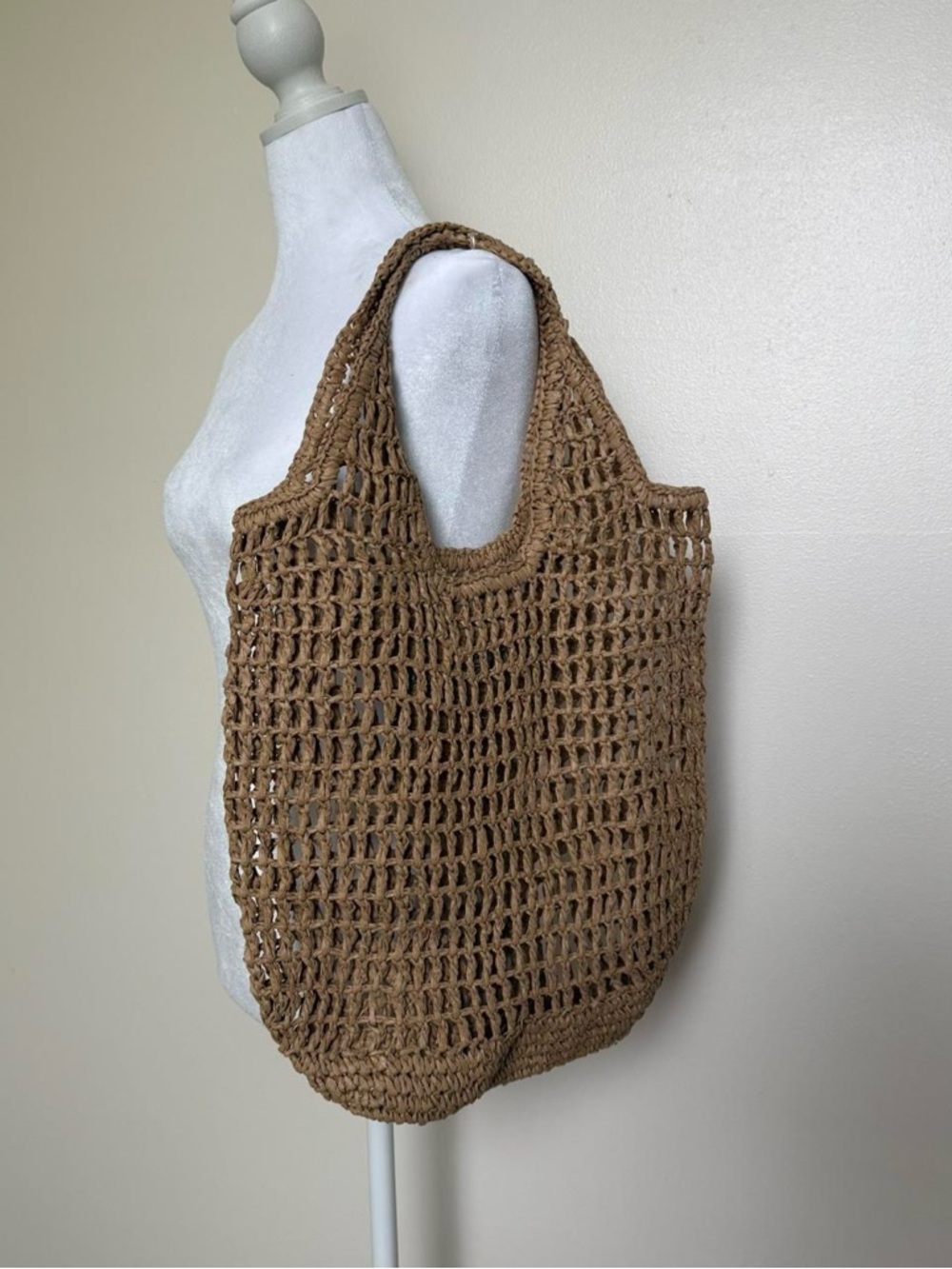 Handwoven Brown Crochet Market Tote Bag